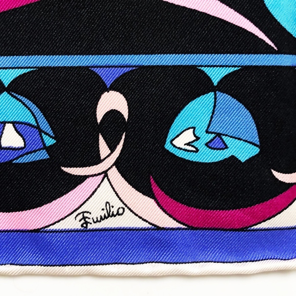 Vintage Emilio Pucci Silk Scarf Shawl Abstract Florals Italy 34in Rare Print - Picture 6 of 7